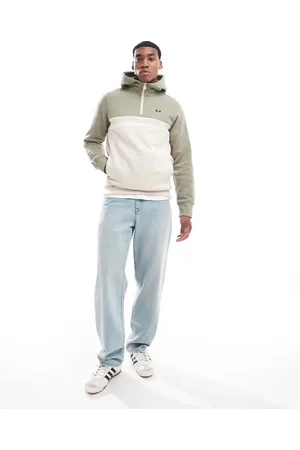 Ellesse Antogoni colourblock overhead hoodie in khaki and beige