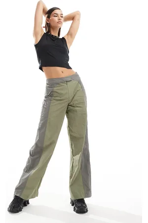 Basic Pleasure Mode Hook and eye panelled cargo trousers in khaki