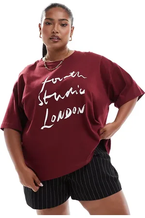4th & Reckless Fourth studio London motif t-shirt in burgundy