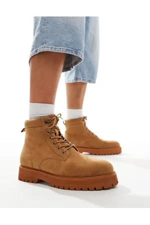 ASOS Lace up worker boots in tan