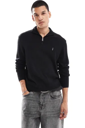 AllSaints Kilburn 1/4 zip knit jumper in
