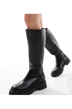 London Rebel London Rebel Edith wide fit chunky knee high boots in