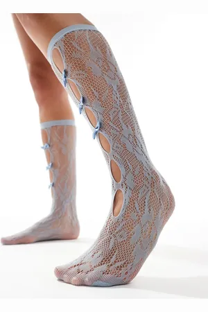 Glamorous Bow front pointelle socks in