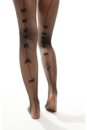 Glamorous Bow detail fishnet tights in
