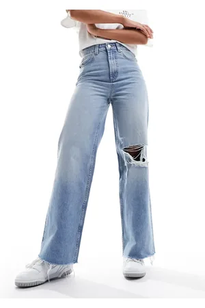 ASOS Wide leg dad jeans with rips in mid