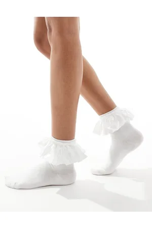 Glamorous Frill detail socks in cream