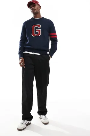 GANT Crew neck knit jumper with varsity logo in