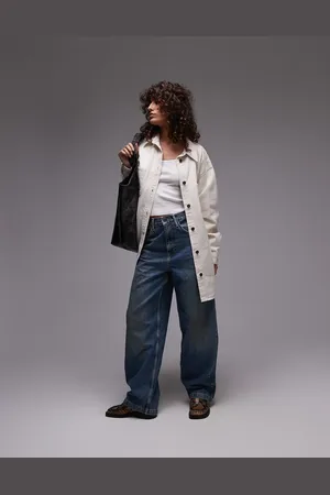 Topshop Denim shacket in ecru