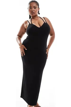 ASOS ASOS DESIGN Curve scoop neck midi dress with double strap detail in