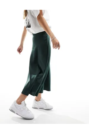 Y.A.S Satin midi skirt in forest