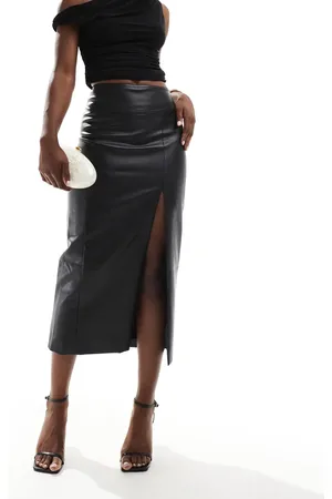 Bardot Faux leather midi skirt in