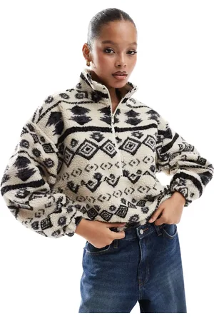 ONLY Half zip fleece in off and black