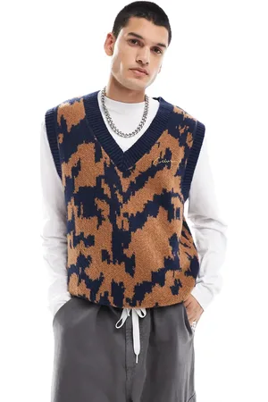 COLLUSION Jacquard v-neck vest in dark