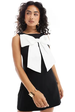 Forever New Colour block bow detail mini dress in