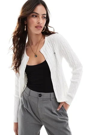 GANT Cotton cable knit cardigan with logo in