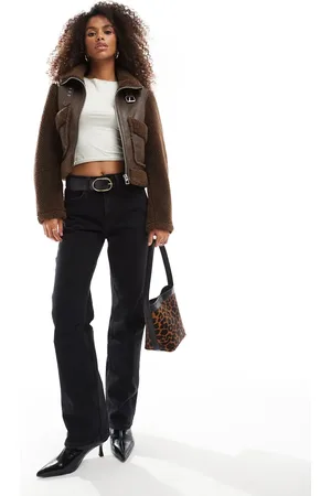 Bershka Boxy contrast detail jacket in ecru &