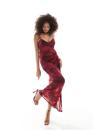 Forever New Sheer corset maxi dress in deep floral