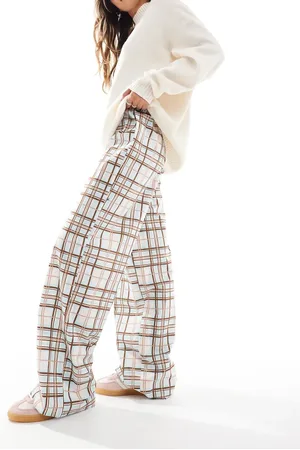 ONLY Pull on wide leg trouser in check