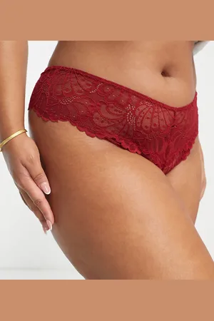 ASOS ASOS DESIGN Curve Sienna lace high waist brazilian brief in burgundy