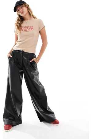 ASOS Pleat detail faux leather trouser in