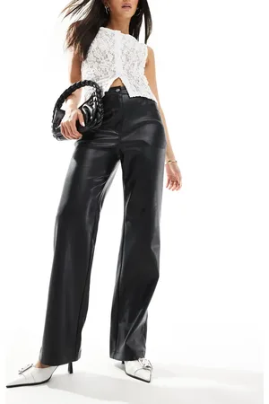 River Island Faux leather relaxed straight trouser in