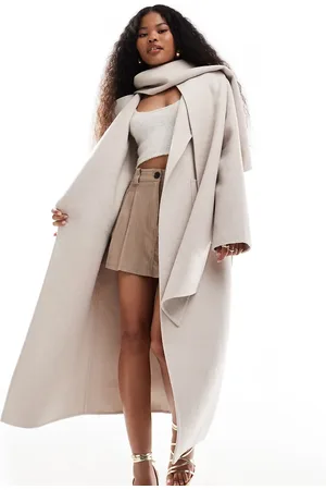 Forever New Oversized scarf coat in cream