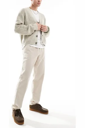 JACK & JONES Loose fit drawstring cord trouser in light beige