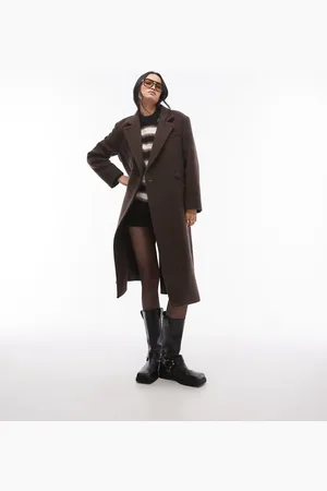 & OTHER STORIES & wool blend oversized midi length coat with asymmetric button detail in dark
