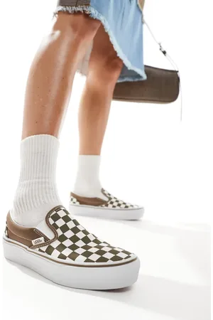 Vans Classic slip on platform trainers in and white