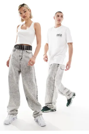 COLLUSION X001 unisex antifit jeans in washed