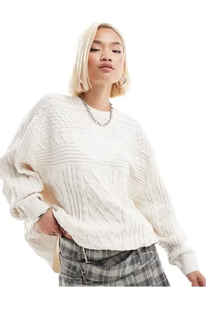 adidas Cable knit trefoil logo knitted jumper in