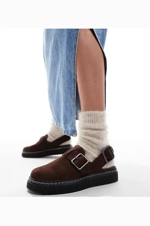 London Rebel London Rebel Robin wide fit sling back mules in chocolate