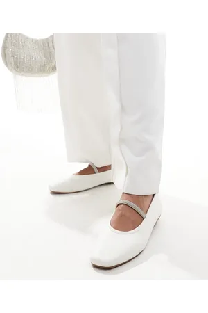 SEQWL Buckle strap ballet flats in ivory