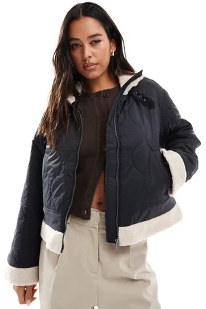 ONLY Fleece trim onion quilted coat in