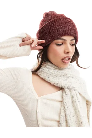 ASOS Chunky double roll beanie in burgundy