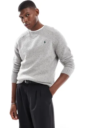 Ralph Lauren Saddle icon logo donegal wool fleck knit jumper in