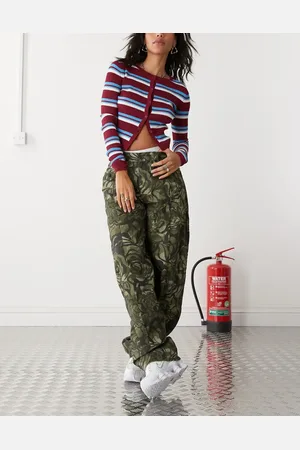 Reclaimed Camo rose print barrel leg trouser
