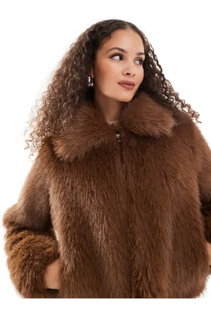 Urban Code Faux fur cropped jacket in tan