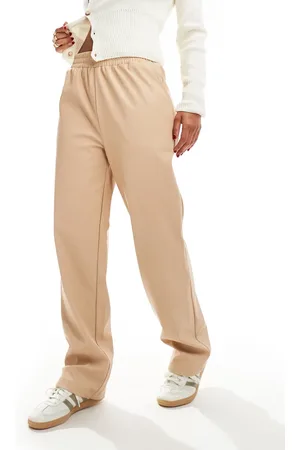 Miss Selfridge Faux leather pull on straight leg trouser in
