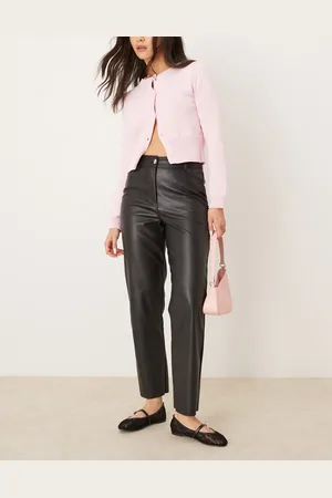 New Look Leather look straight leg trouser in