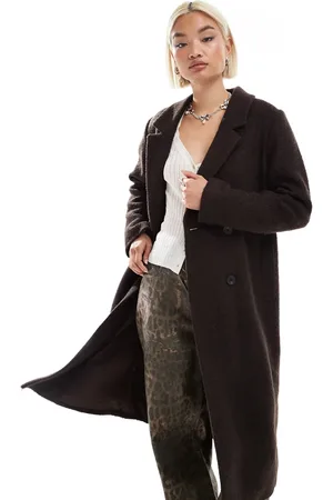 Monki Tailored double breasted longline coat in