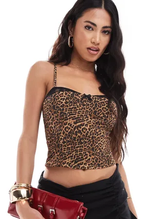 Edikted Contrast cami crop top in leopard print