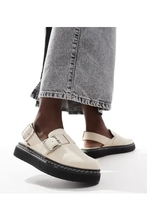 London Rebel Robin sling back mules in sand
