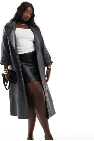 Forever New Oversized wrap coat in charcoal