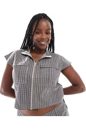 COLLUSION Plus zip utility top co ord in check