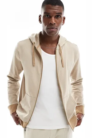 Ralph Lauren Zip up lounge hoodie in sand