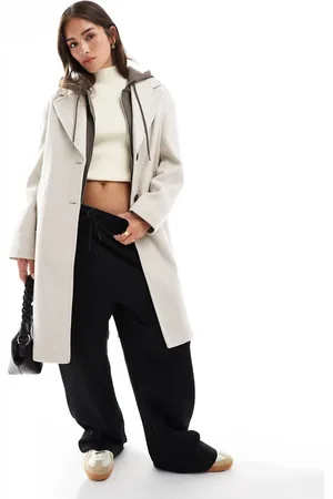 Bershka Oversized tailored coat in ecru