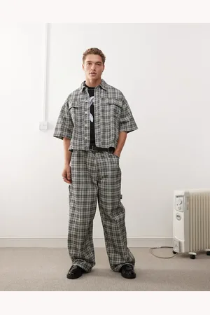 COLLUSION X002 baggy jeans in black and white check co-ord