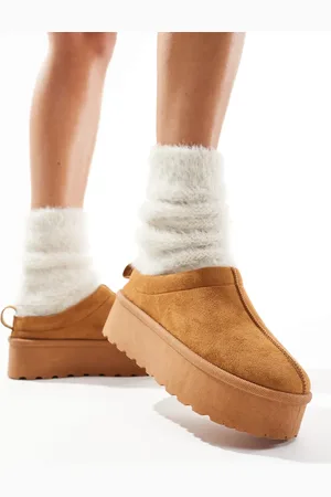 SEQWL Slip on flatform mules in tan