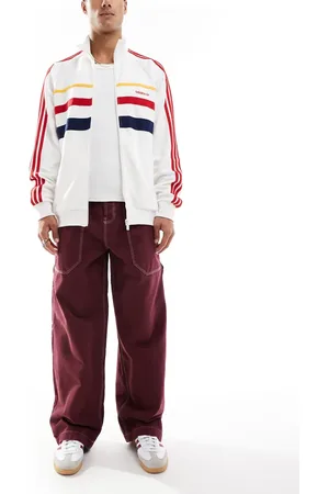 COLLUSION Baggy carpenter jeans in burgundy